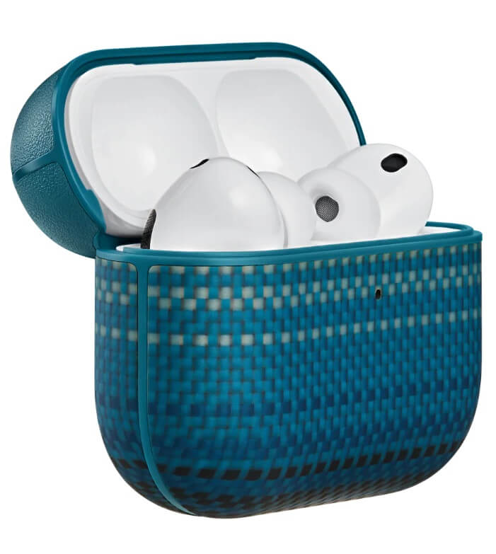 Magsafe Калъф за Apple AirPods Pro 3, Pitaka Aramid Fiber Magnetic Moonrise Case, Син (2)