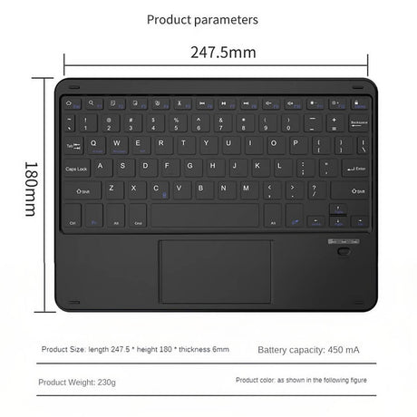 Преносима Безжична Клавиатура с Тъчпад, Slim Wireless Keyboard, Черен (2)