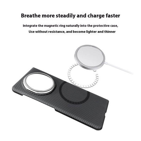 Magsafe Карбонов Калъф за Honor Magic V5, Aramid Fiber Case, Черен (4)