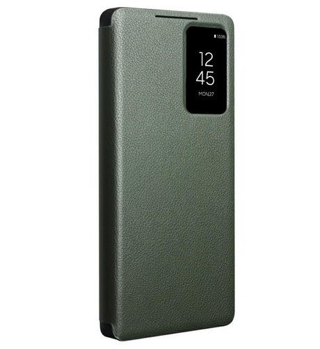 Активен Кожен Калъф за Samsung S25 Ultra, Qialino Smart View Book Case, Зелен (2)