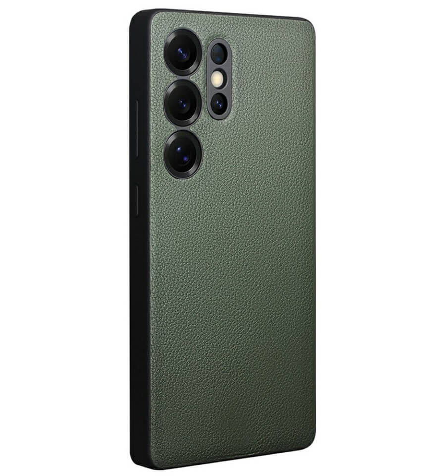Активен Кожен Калъф за Samsung S25 Ultra, Qialino Smart View Book Case, Зелен (3)
