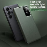 Активен Кожен Калъф за Samsung S25 Ultra, Qialino Smart View Book Case, Черен (8)