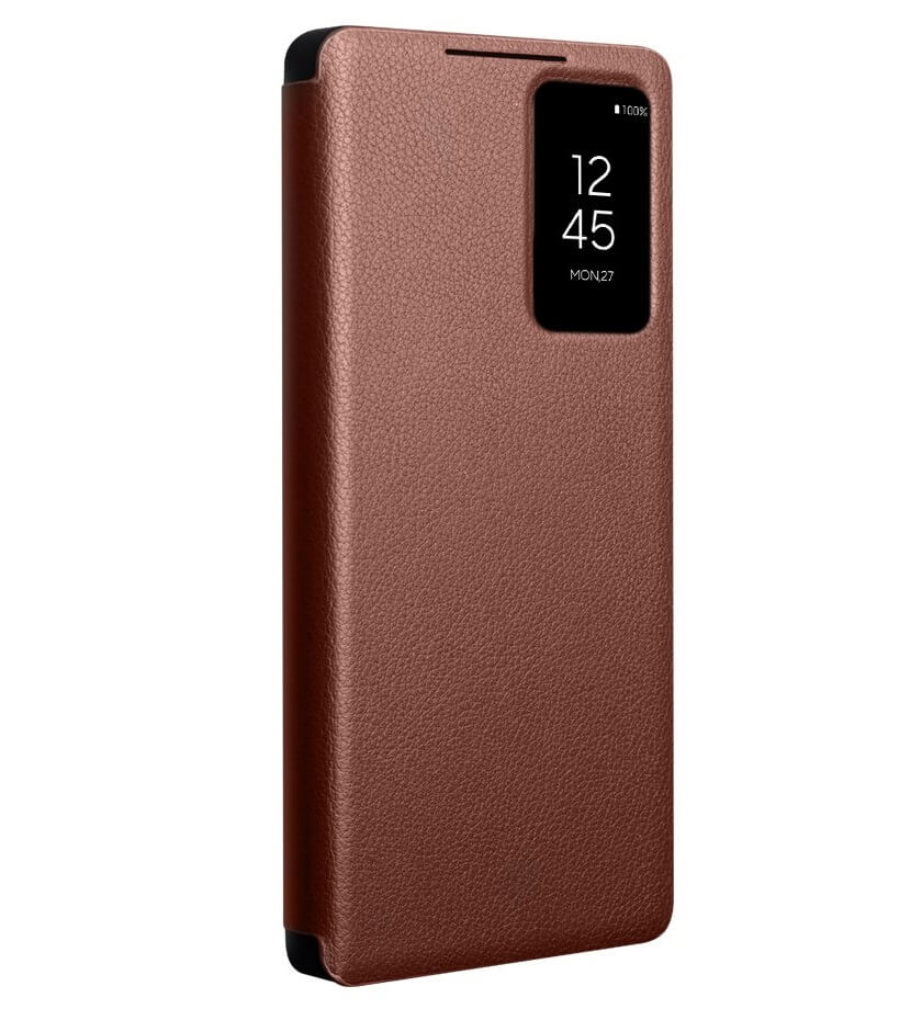 Активен Кожен Калъф за Samsung S25 Ultra, Qialino Smart View Book Case, Кафяв (2)