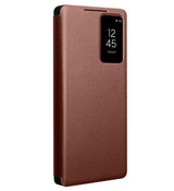Активен Кожен Калъф за Samsung S25 Ultra, Qialino Smart View Book Case, Кафяв (2)