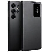 Активен Кожен Калъф за Samsung S25 Ultra, Qialino Smart View Book Case, Черен