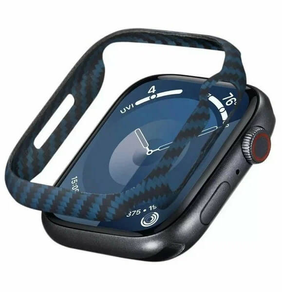 Карбонов Калъф за Apple Watch 45mm, Pitaka Air Blue/Black Case, Син