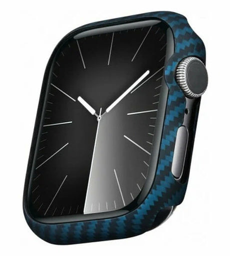 Карбонов Калъф за Apple Watch 45mm, Pitaka Air Blue/Black Case, Син (2)