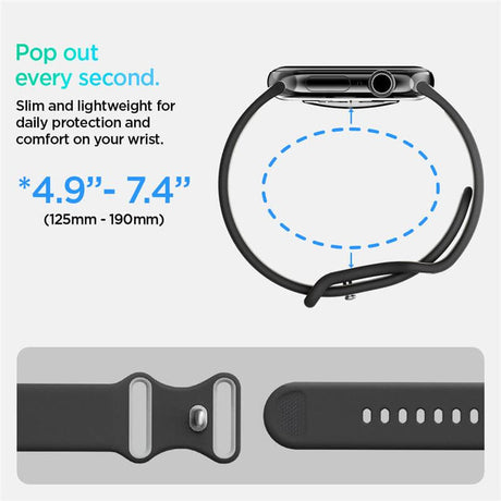 Силиконова Каишка за Apple Watch 42/ 41/ 40mm, Spigen Nano Pop Band, Черен (7)