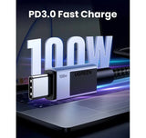 Къс USB-C към USB-C Кабел за Външна Батерия, Ugreen 5A 100W 0.5m, Сив (4)