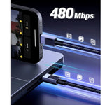 Къс USB-C към USB-C Кабел за Външна Батерия, Ugreen 5A 100W 0.5m, Сив (3)