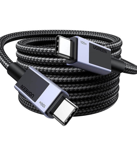 Къс USB-C към USB-C Кабел за Външна Батерия, Ugreen 5A 100W 0.5m, Сив (2)