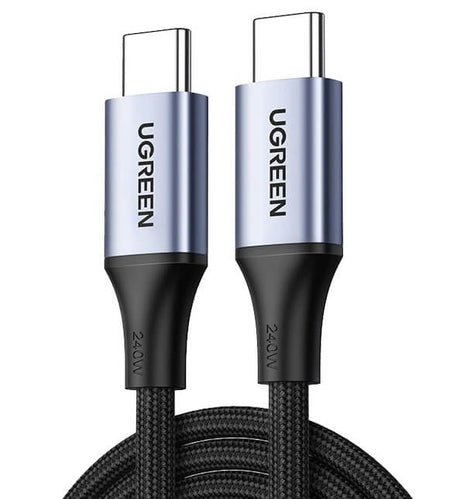 Кабел USB-C to USB-C, Ugreen 240W Woven 1m, Сив