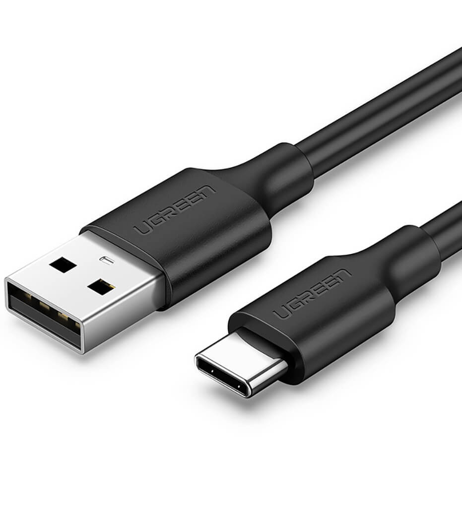 Къс USB-C към USB-A Кабел за Външна Батерия, Ugreen 3A 18W 0.25m, Черен