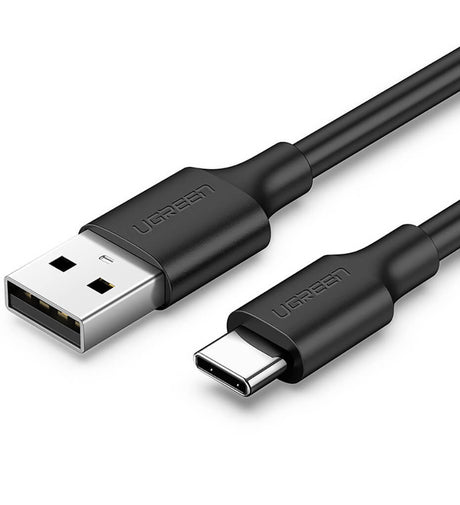 Къс USB-C към USB-A Кабел за Външна Батерия, Ugreen 3A 18W 0.25m, Черен
