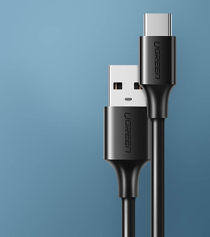 Къс USB-C към USB-A Кабел за Външна Батерия, Ugreen 3A 18W 0.25m, Черен (4)