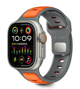 Силиконова Каишка за Apple Watch 44/ 45/ 46/ 49mm, Tech-Protect Iconband Line, Сив/Оранжев