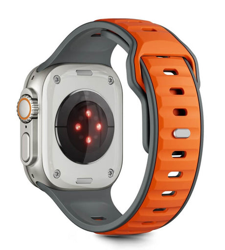 Силиконова Каишка за Apple Watch 44/ 45/ 46/ 49mm, Tech-Protect Iconband Line, Сив/Оранжев (2)