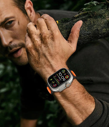 Силиконова Каишка за Apple Watch 44/ 45/ 46/ 49mm, Tech-Protect Iconband Line, Сив/Оранжев (4)