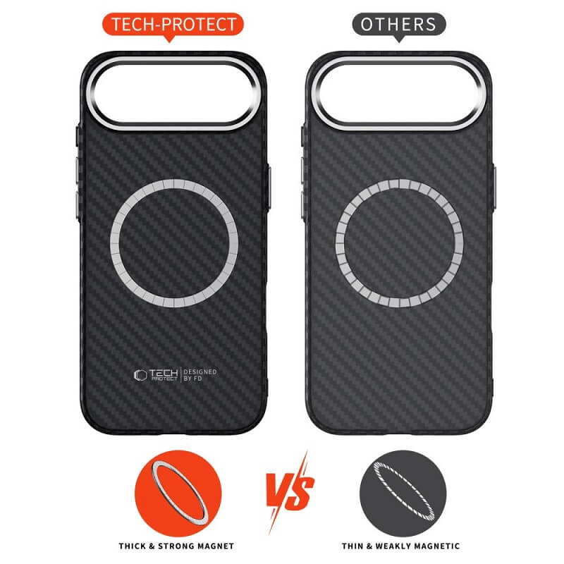 Magsafe Калъф за iPhone Air, Tech-Protect ION Carbon Case, Черен (5)