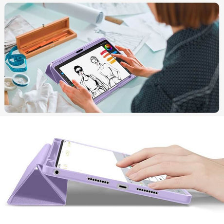 Калъф за Lenovo Idea Tab 11" TB-336, Tech-Protect Trifold Slim Pen Case, Лилав (11)