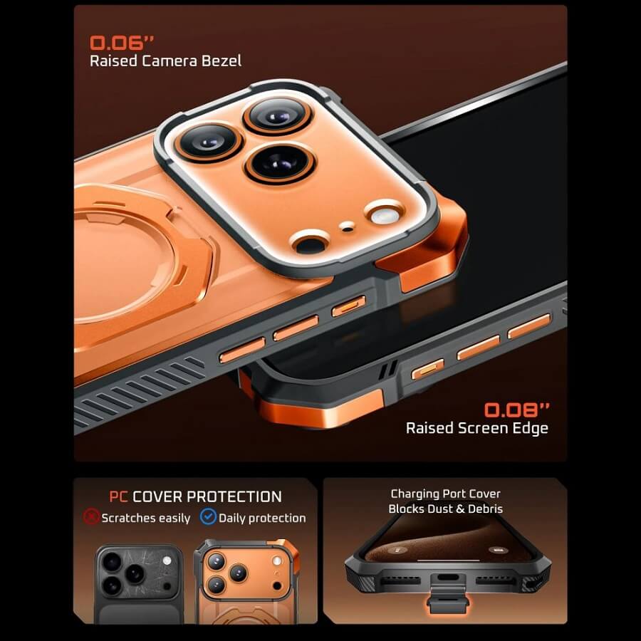 Magsafe Калъф за iPhone 17 Pro Max, Supcase UB Grip Coral Case, Оранжев (8)