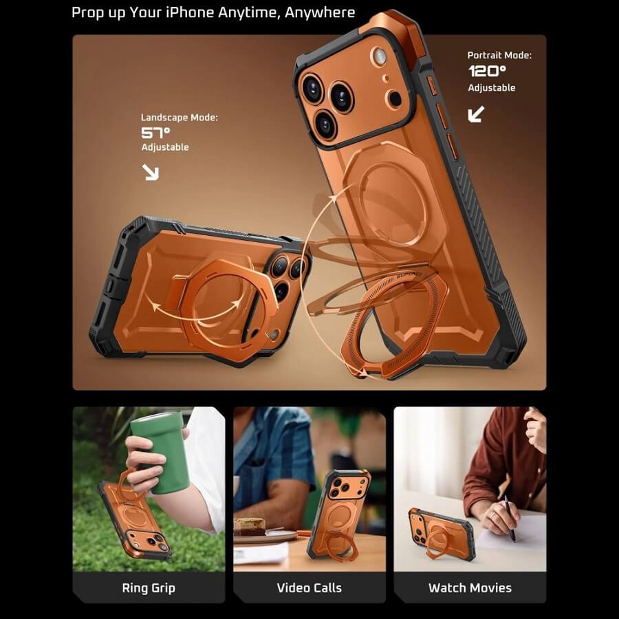 Magsafe Калъф за iPhone 17 Pro Max, Supcase UB Grip Coral Case, Оранжев (4)
