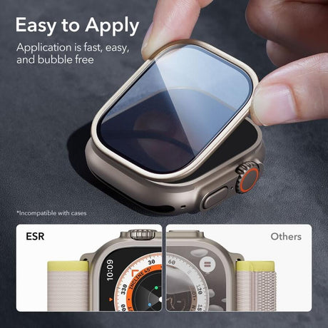 Протектор за Apple Watch Ultra 49mm, ESR Armorite Glass, Сив (7)