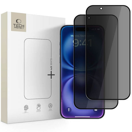 Затъмняващ Протектор за iPhone Air, Tech-Protect Privacy Spy+ Glass 2бр., Черен