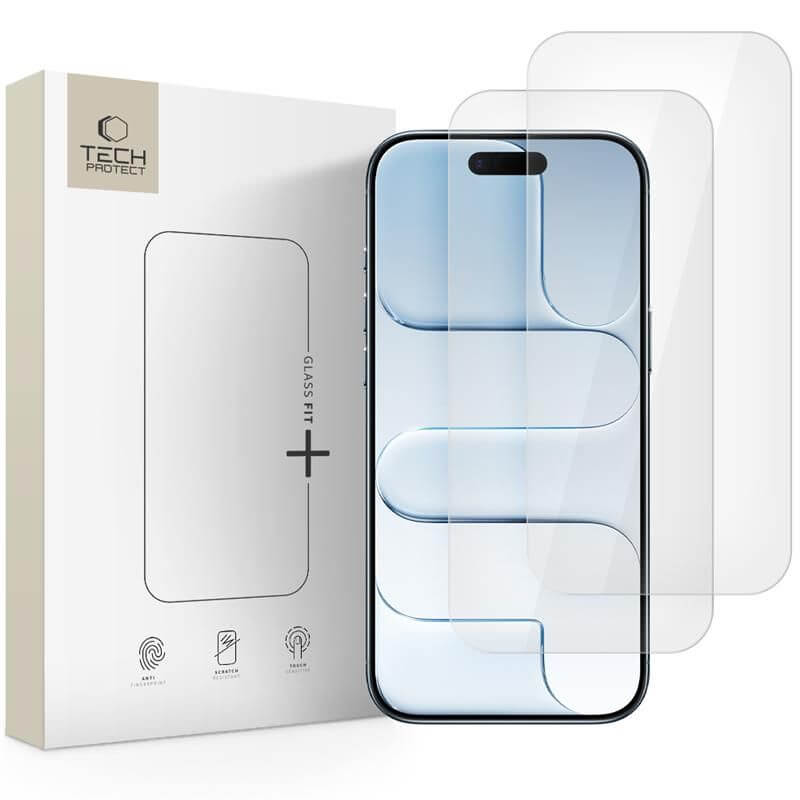 Стъклен Протектор за iPhone Air, Tech-Protect Fit Plus Glass x2, Прозрачен