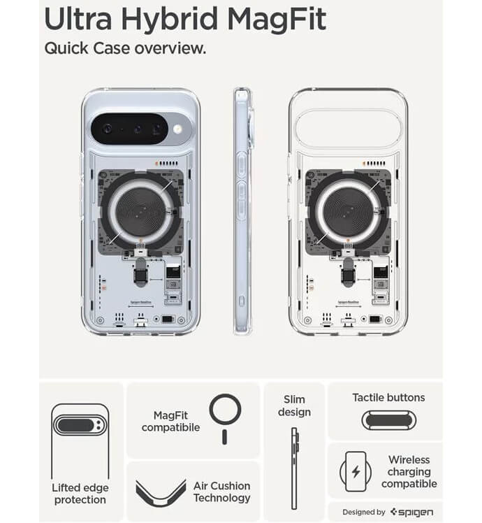 Magsafe Калъф за Google Pixel 10 Pro/ 10, Spigen Ultra Hybrid Neo One Case, Прозрачен (8)