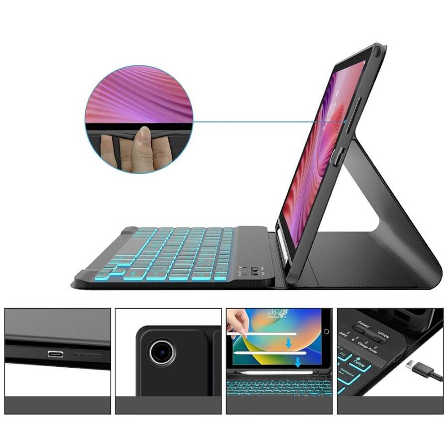 Калъф с Клавиатура за Lenovo Tab 10.1" TB-311, Tech-Protect SC Pen Keyboard Case, Черен (5)