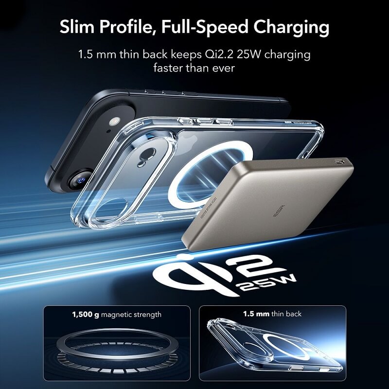 Magsafe Калъф и Протектор за iPhone Air, ESR Classic Hybrid Magnetic Set Case, Прозрачен (4)