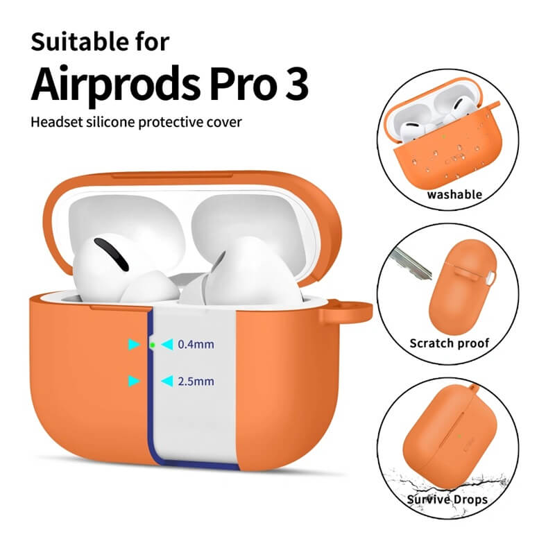 Калъф за Слушалки за Apple AirPods Pro 3, Tech-Protect Silicone Case, Оранжев (4)