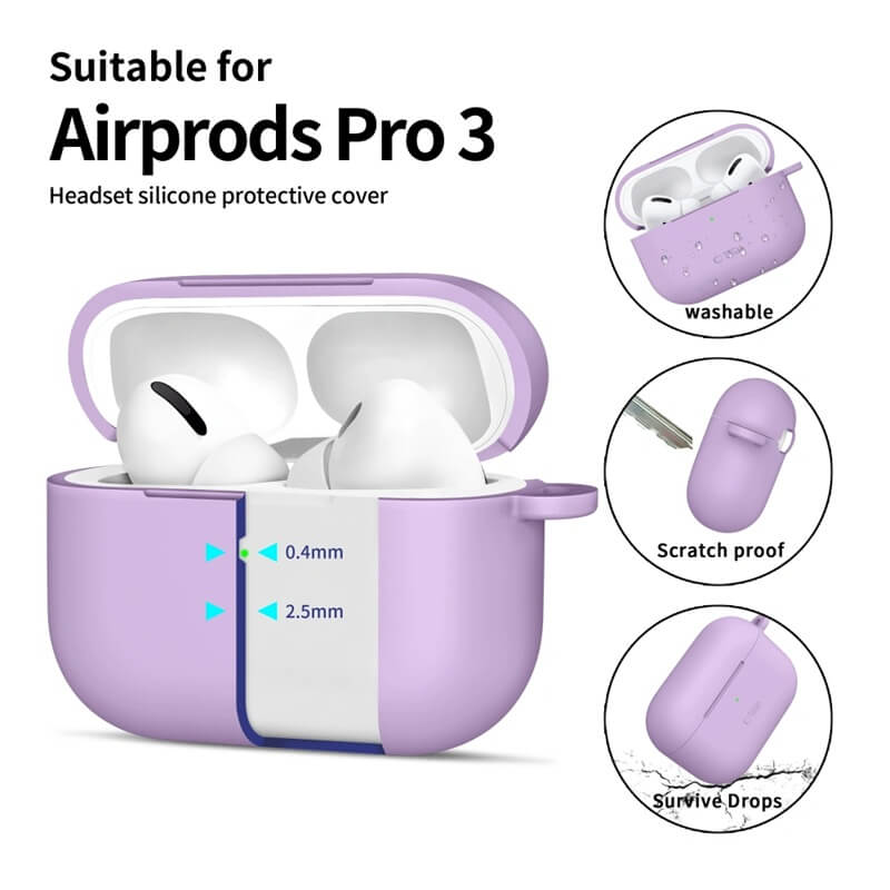 Калъф за Слушалки за Apple AirPods Pro 3, Tech-Protect Silicone Case, Лилав (5)