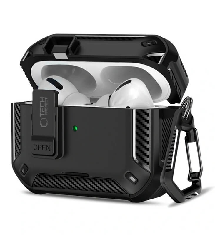Magsafe Калъф за Apple AirPods Pro 3, Tech-Protect Carbonox Case, Черен