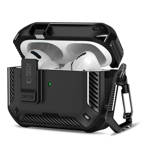 Magsafe Калъф за Apple AirPods Pro 3, Tech-Protect Carbonox Case, Черен