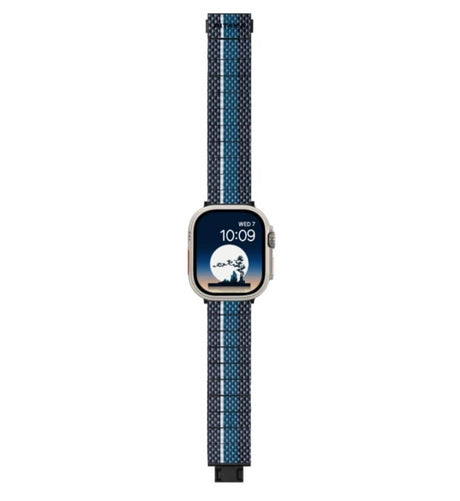 Кевларена Каишка за Apple Watch, Pitaka Carbon Fiber Watch Band Moon, Син (4)