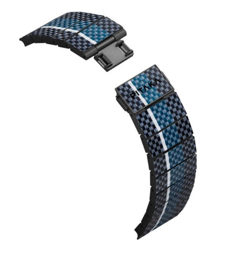 Кевларена Каишка за Apple Watch, Pitaka Carbon Fiber Watch Band Moon, Син (3)
