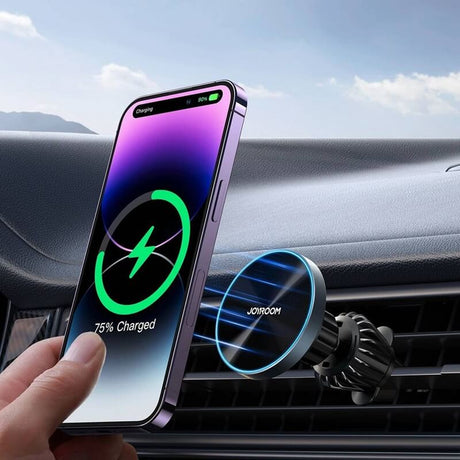 Безжично Зарядно за Кола, Joyroom MagSafe Car Charger Vent/Dash 15w, Черен (6)