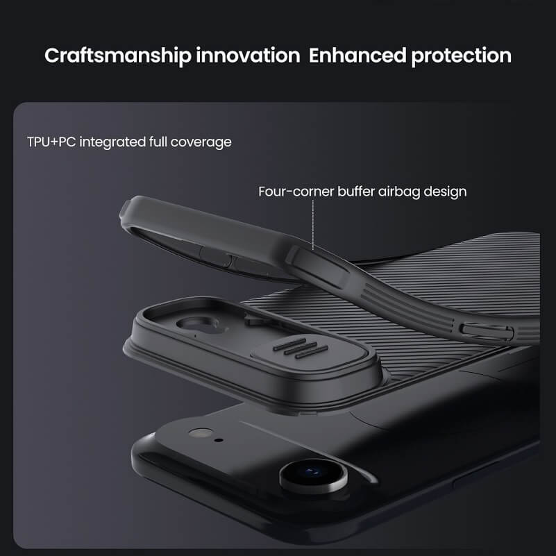 Калъф с Плъзгач за Камера за iPhone Air, Nillkin CamShield Pro Case, Черен (4)