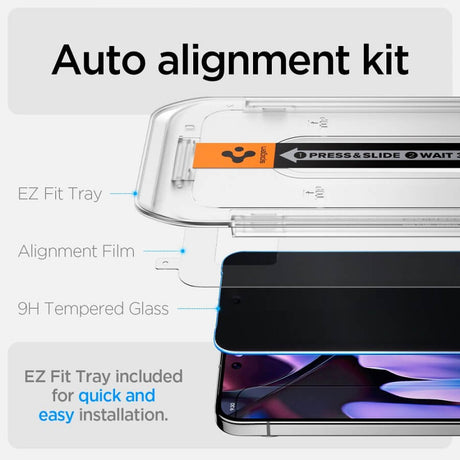 Затъмняващ Протектор за iPhone 17 Pro Max, Spigen Privacy Glass tR EZ Fit 2бр., Черен (5)