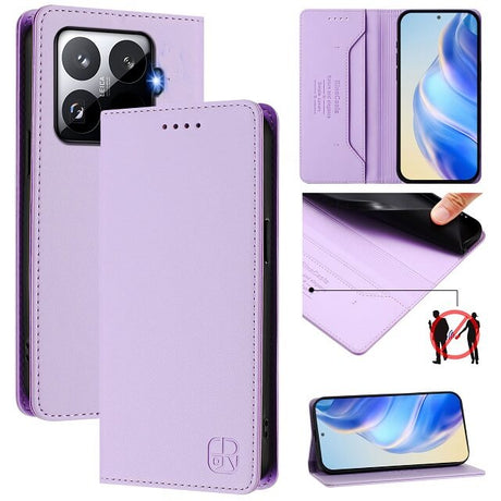 Кожен Калъф с Джобове за Xiaomi 15T Pro, Rfid Wallet Case, Лилав (2)