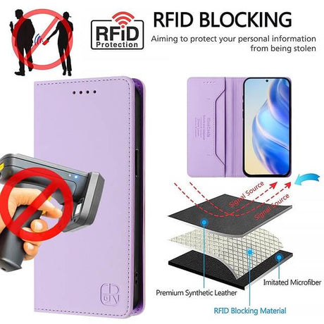 Кожен Калъф с Джобове за Xiaomi 15T Pro, Rfid Wallet Case, Лилав (12)