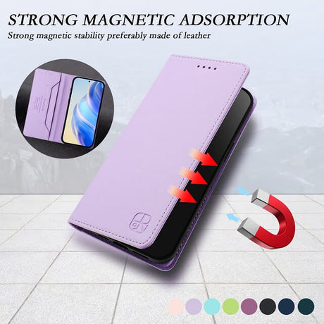Кожен Калъф с Джобове за Xiaomi 15T Pro, Rfid Wallet Case, Лилав (8)
