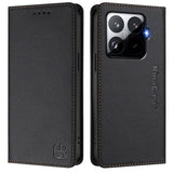 Кожен Калъф с Джобове за Xiaomi 15T Pro, Rfid Wallet Case, Черен