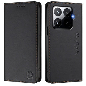 Кожен Калъф с Джобове за Xiaomi 15T Pro, Rfid Wallet Case, Черен