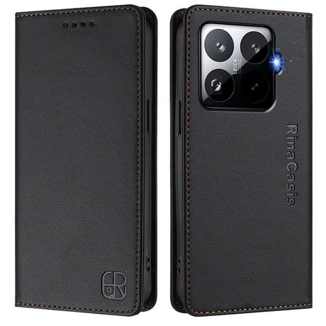 Кожен Калъф с Джобове за Xiaomi 15T Pro, Rfid Wallet Case, Черен