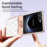 Калъф с Камъни за Samsung Z Flip 7, PU Leather Case, Бял (6)