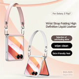 Луксозен Калъф с Каишка за Samsung Z Flip 7, Sulada Leather Case, Бял (3)