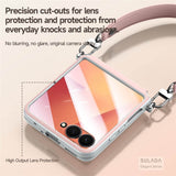 Луксозен Калъф с Каишка за Samsung Z Flip 7, Sulada Leather Case, Розов (7)